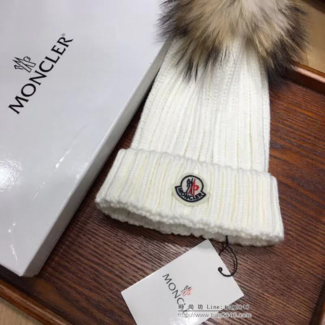 MONCIER蒙口 原單兔絨+羊絨配狐狸毛球百搭款帽子 情侶款 LLWJ8028
